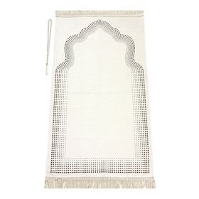 İhvan Mihrap Desenli Düz Şönil Krem Seccade