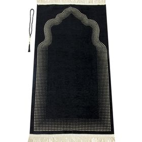 İhvan Mihrap Desenli Düz Şönil Siyah Seccade