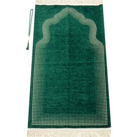 İhvan Mihrap Desenli Düz Şönil Yeşil Seccade