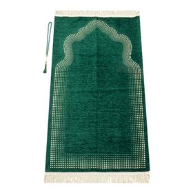 İhvan Mihrap Desenli Düz Şönil Yeşil Seccade
