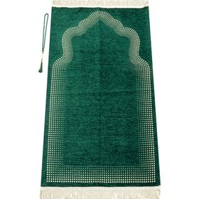 İhvan Mihrap Desenli Düz Şönil Yeşil Seccade