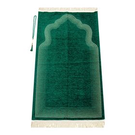 İhvan Mihrap Desenli Düz Şönil Yeşil Seccade