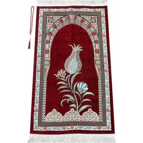 İhvan Osmanlı Kemer Mihraplı Lale Motifli Şönil Bordo Seccade