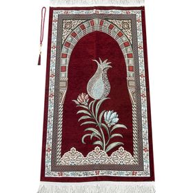İhvan Osmanlı Kemer Mihraplı Lale Motifli Şönil Bordo Seccade