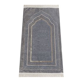 İhvanonline Mihrap Desenli Astarlı Gri Şönil Seccade