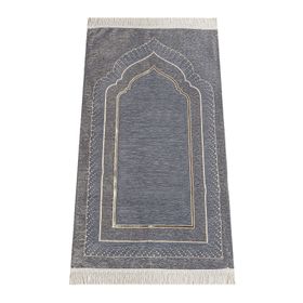 İhvanonline Mihrap Desenli Astarlı Gri Şönil Seccade