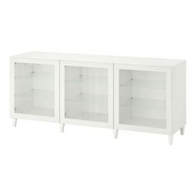 IKEA 09412662 BESTA 180x42x74 cm Beyaz Şeffaf Cam Dolap Kombinasyonu