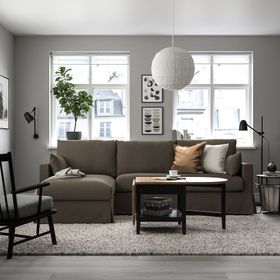 IKEA 09489680 3'lü Gri Kahverengi Kanepe