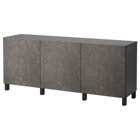 IKEA 19206001 Besta Venge Koyu Gri Taş Görünümlü Dolap Kombinasyonu