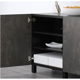 IKEA 19324523 Besta Venge Koyu Gri Taş Görünümlü Dolap Kombinasyonu