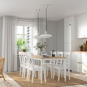 IKEA 20516130 Beyaz Meşe Kaplama Yemek Masası