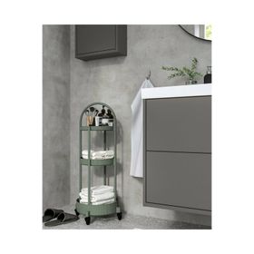 IKEA 3 Katlı Tekerlekli Servis Arabası 36x36x86 cm Kulplu Servis Plastik Banyo Rafı