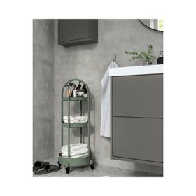 IKEA 3 Katlı Tekerlekli Servis Arabası 36x36x86 cm Kulplu Servis Plastik Banyo Rafı