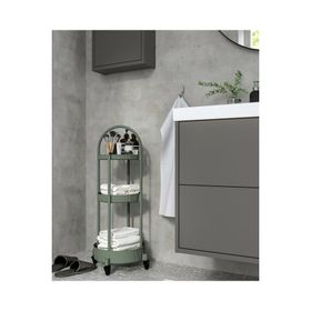 IKEA 3 Katlı Tekerlekli Servis Arabası 36x36x86 cm Kulplu Servis Plastik Banyo Rafı