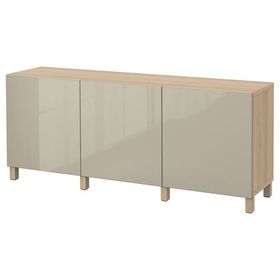IKEA 39139831 Besta Ağartılmış Meşe Görünümlü Parlak Cila Bej Dolap Kombinasyonu