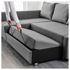 IKEA 39216754 Friheten Skiftebo Koyu Gri Bazalı Yataklı Köşe Kanepe