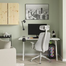 IKEA 49537759 Açık Gri Beyaz Oyuncu Masa Sandalye Seti