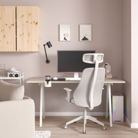 IKEA 59537768 Açık Gri Beyaz Oyuncu Masa Sandalye Seti