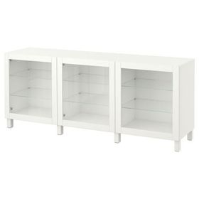 Ikea 693.849.44 Besta 180x40x74 cm Beyaz Şeffaf Cam Dolap Kombinasyonu