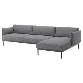 IKEA 69418067 Applaryd Lejde Gri-Siyah 3'lü Kanepe ve Uzanma Koltuğu