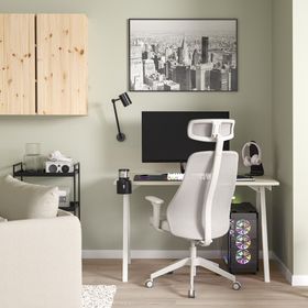IKEA 69537697 Açık Gri Beyaz Oyuncu Masa Sandalye Seti
