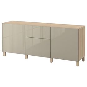 IKEA 99412714 Besta Ağartılmış Meşe Görünümlü Parlak Cila Bej Dolap Kombinasyonu