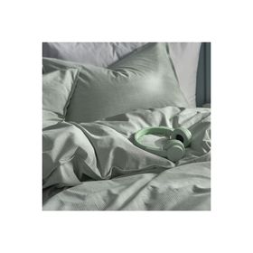 IKEA Bergpalm 150x200 / 50x60 cm Çizgili Yeşil Pamuk Tek Kişilik Nevresim Seti