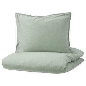 IKEA Bergpalm 150x200 / 50x60 cm Çizgili Yeşil Pamuk Tek Kişilik Nevresim Seti