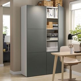 IKEA Besta 09575507 Beyaz-Koyu Gri Dolap
