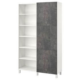 IKEA BESTA 120x42x202 cm Beyaz Taş Görünüm Kapaklı Kitaplık