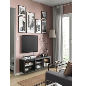 IKEA Besta 2449778145 Venge-Parlak Cila Siyah Füme Cam Dolap