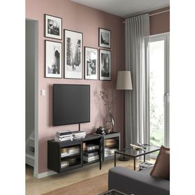 IKEA Besta 2449778145 Venge-Parlak Cila Siyah Füme Cam Dolap