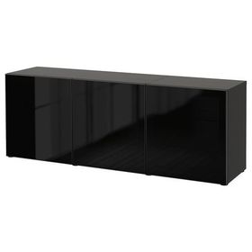IKEA Besta 2449778145 Venge-Parlak Cila Siyah Füme Cam Dolap