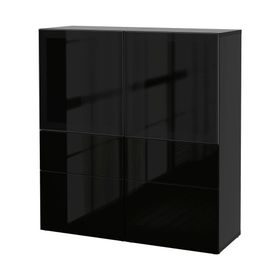 IKEA Besta 49195770 Venge-Parlak Cila Siyah Füme Cam Dolap