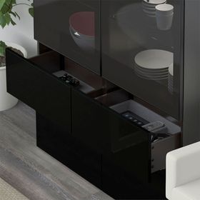 IKEA Besta 49195770 Venge-Parlak Cila Siyah Füme Cam Dolap
