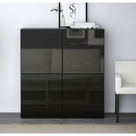 IKEA Besta 49195770 Venge-Parlak Cila Siyah Füme Cam Dolap