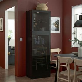 IKEA Besta 69301114 Venge-Parlak Cila Siyah Füme Cam Dolap