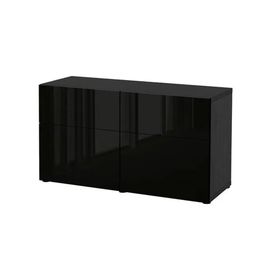 IKEA Besta 89324685 Venge-Parlak Cila Siyah Dolap