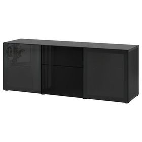 IKEA Besta 99325104 Venge-Parlak Cila Siyah Füme Cam Dolap