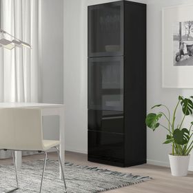 IKEA Besta 99412525 Venge-Parlak Cila Siyah Füme Cam Dolap