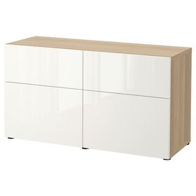 IKEA Besta Kombinasyon Ağartılmış Meşe Görünümlü Parlak Cila Beyaz 180x42x65 cm Dolap
