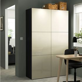 IKEA Besta Venge Parlak Cila Bej 120x40x192 CM Dolap Kombinasyonu