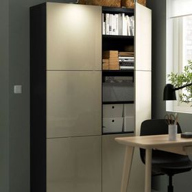 IKEA Besta Venge Parlak Cila Bej 120x40x192 CM Dolap Kombinasyonu
