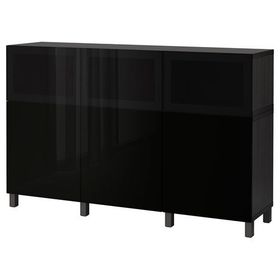 IKEA Besta Venge Parlak Cila Siyah 120x42x193 CM Dolap Kombinasyonu