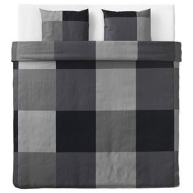 IKEA Brunkrissla Siyah Çıtçıtlı Çift Kişilik Nevresim Takımı