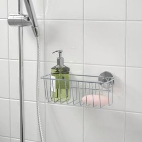 IKEA Duş Sepeti Vantuzlu Çinko Kaplama 24x11 cm Çelik Galvanizli Duvar Banyo Rafı