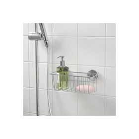IKEA Duş Sepeti Vantuzlu Çinko Kaplama 24x11 cm Çelik Galvanizli Duvar Banyo Rafı