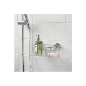 IKEA Duş Sepeti Vantuzlu Çinko Kaplama 24x11 cm Çelik Galvanizli Duvar Banyo Rafı