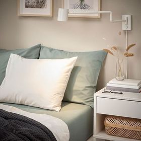 IKEA Dvala 160x200 cm Gri Yeşil Lastikli Çarşaf
