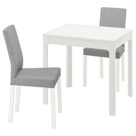IKEA Ekedalen Kattıl Beyaz Knisa Açık Gri 2 Sandalyeli Mutfak Masası Takımı